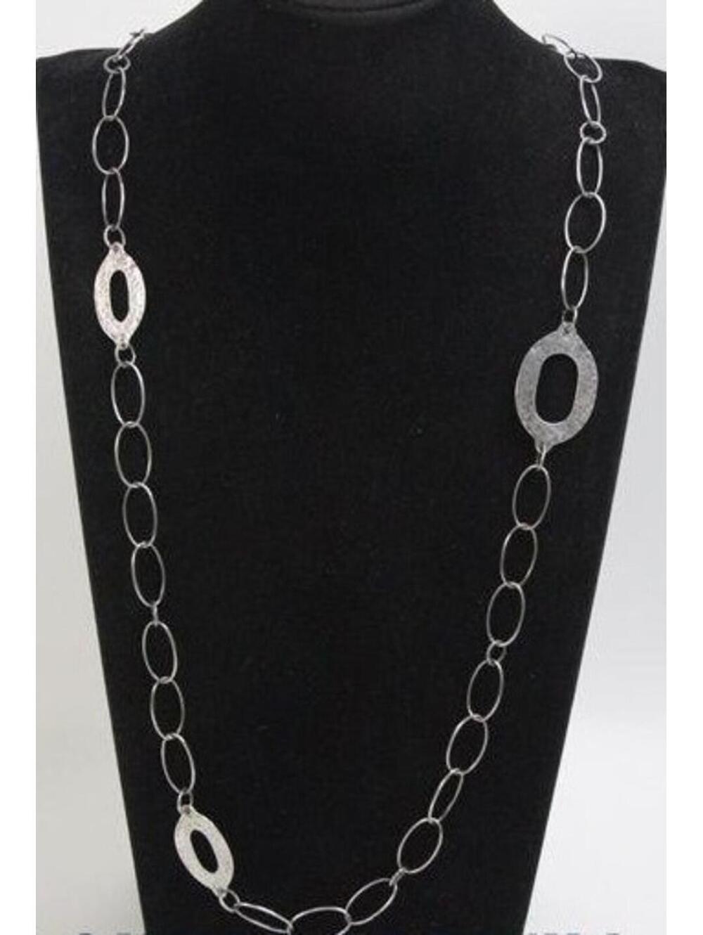 8265 Silpada Sterling Silver 925 Oxidized Hammered Oval Link Necklace N1506 35"